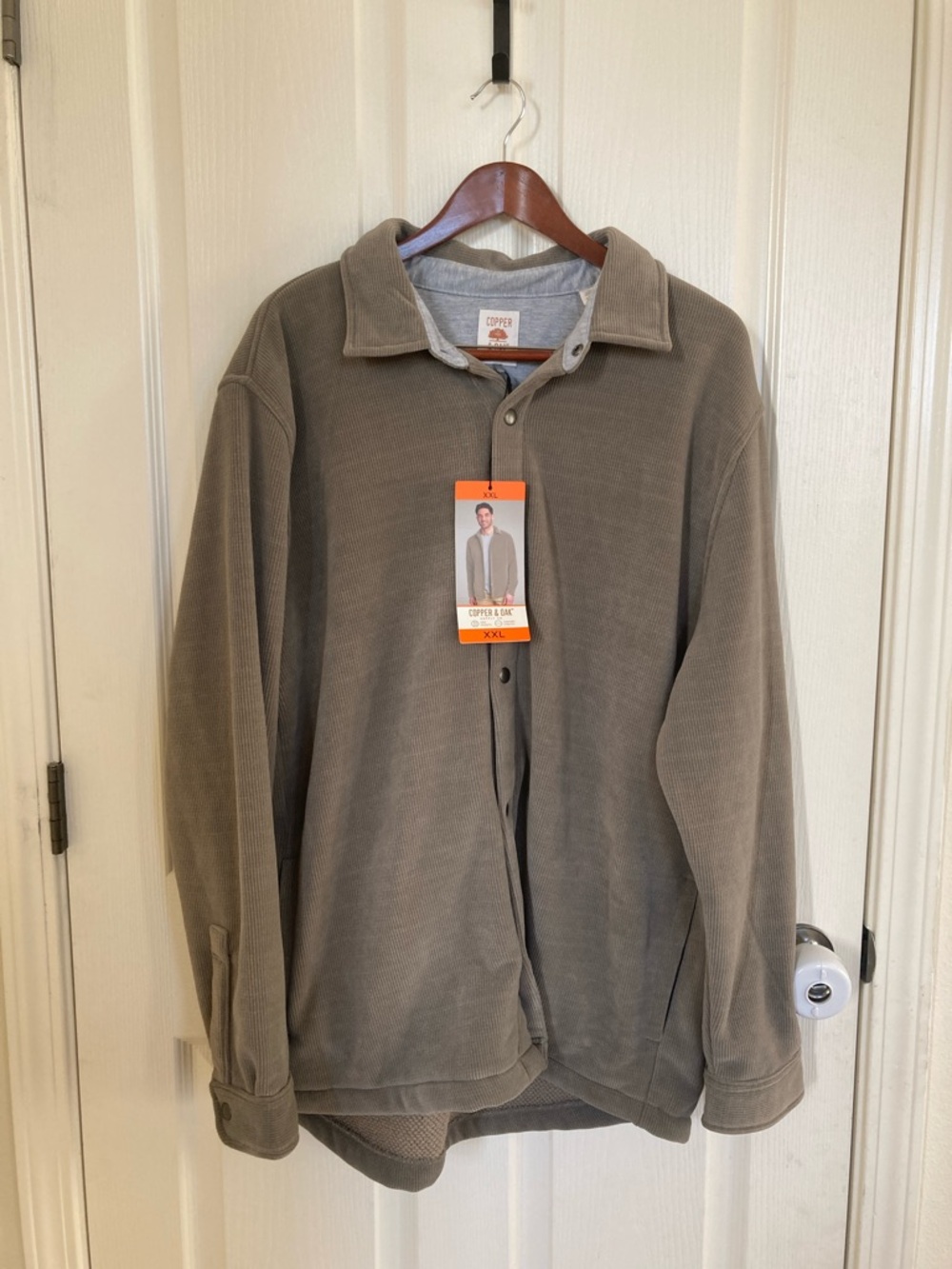 Copper & Oak Men's snap Button Jacket in Olive Brown XXL